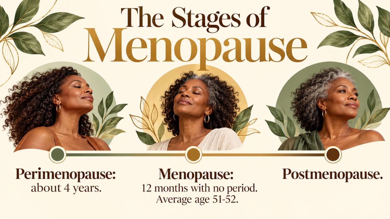 Timeline showing perimenopause, the menopause point and postmenopause