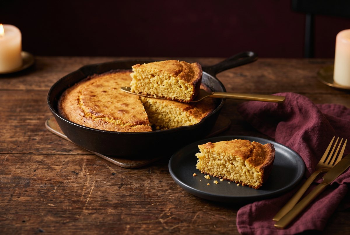 Skillet cornbread, less salt from Mrs. Revell's family kitchen