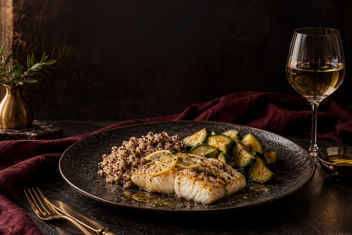 Black sea bass with lemon & quinoa from Mrs. Revell's family kitchen