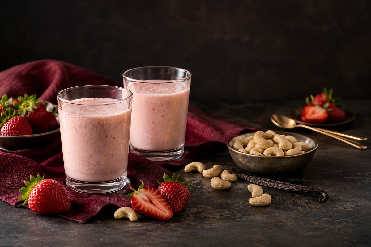 Strawberry-vanilla cashew milk from Mrs. Revell's family kitchen